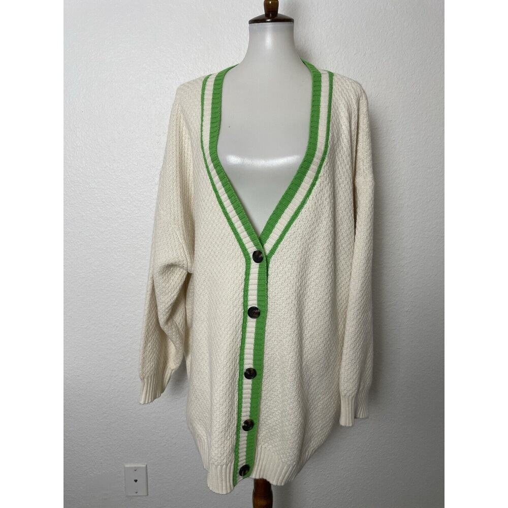 Future Collective Sweater Cardigan Varsity Textured Stretch Knit